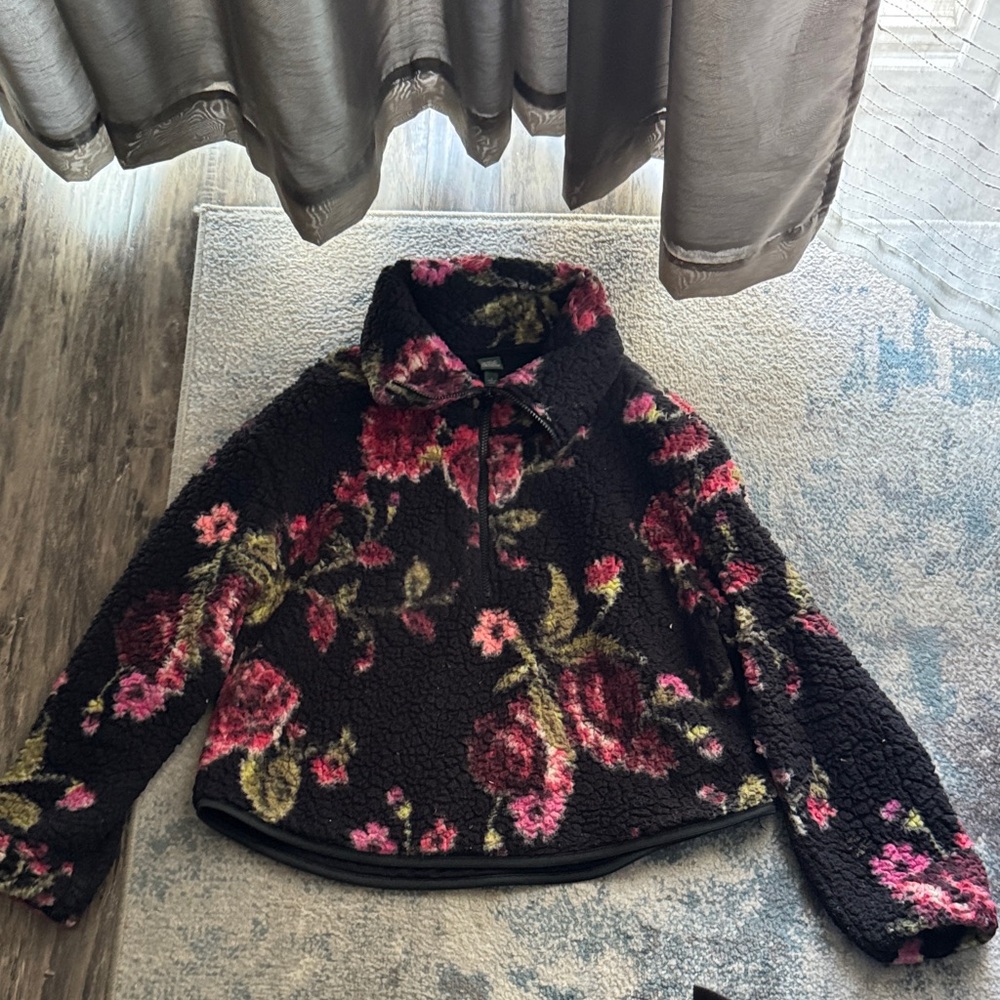 Floral Black and Pink Women's Jacket